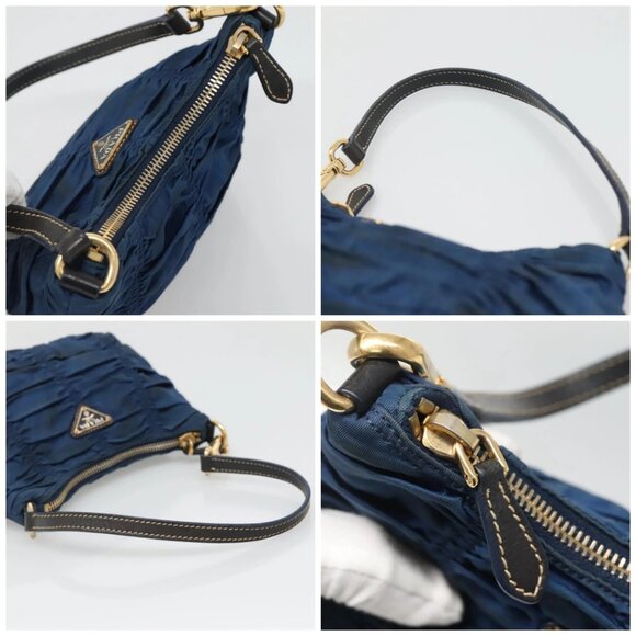 PRADA Accessory Pouch Nylon Blue Gold Auth 139522 - Picture 16 of 16